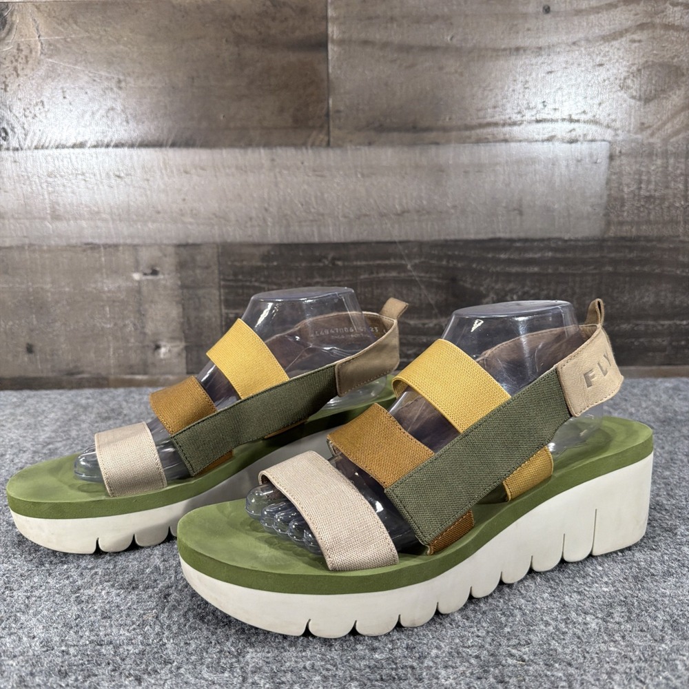 Fly London Etir Platform Sandals Elastic Slingback Wedge Womens 42 US 10.5 -11